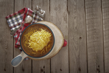 French onion soup with cheddar cheese and breadの写真素材