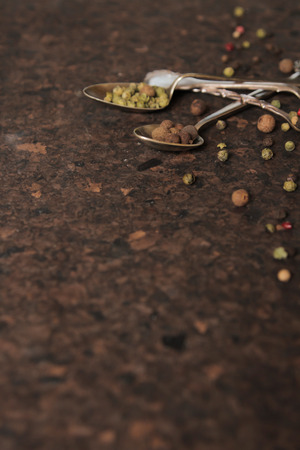 pepper mixture. seasoning for any dish, on a spoon. pungent odorの写真素材