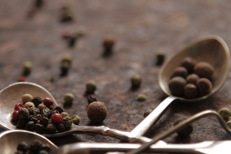 pepper mixture. seasoning for any dish, on a spoon. pungent odorの写真素材
