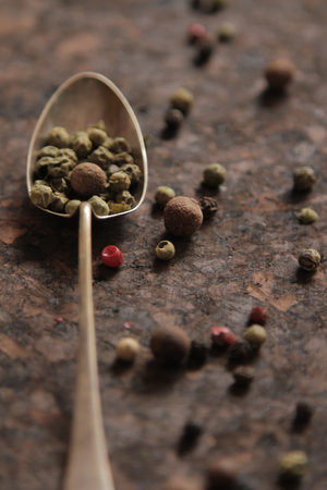 pepper mixture. seasoning for any dish, on a spoon. pungent odor