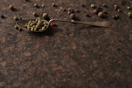 pepper mixture. seasoning for any dish, on a spoon. pungent odorの写真素材