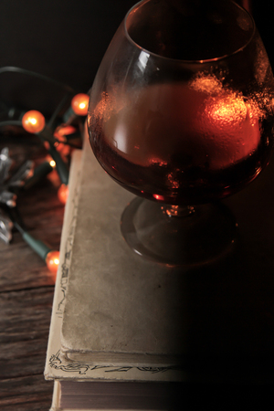 glass of whiskey in the dark. Philosophical business eveningの写真素材