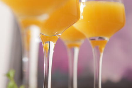 tasty cocktail with juice. a party at the bar on a gray backgroundの写真素材