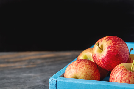 Apples from the village. Harvesting. Dark backgroundの写真素材