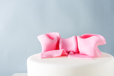 Cake for children's birthday with marzipanの写真素材