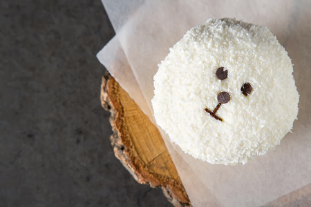 cupcake in the form of a bear. dark background. Children's holidayの写真素材