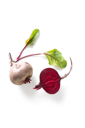 Beetroot on the white background. Flat lay. Food conceptの写真素材