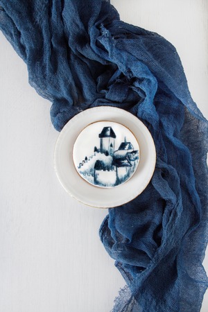 Delicious gingerbread with a lock. White backgroundの写真素材