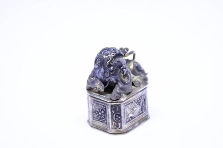 Silver Chinese lionの写真素材