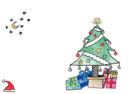 child's drawing christmas の写真素材