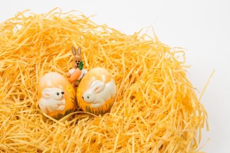 Easter eggs with rabbitの写真素材