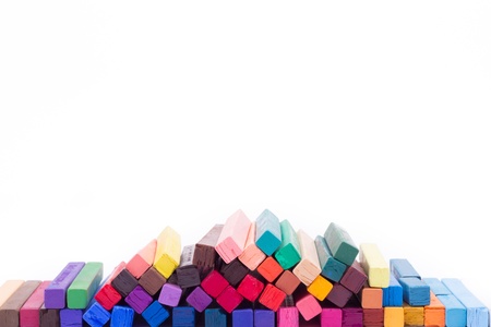 closeup of crayons on a white background