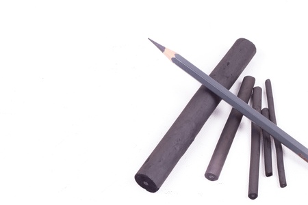 Artist s black charcoal with smudgeの写真素材