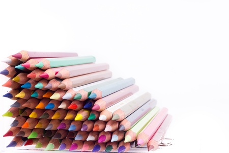 Color pencils isolated on white background close upの写真素材