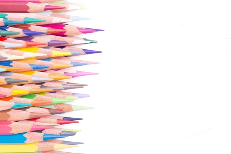 Color pencils isolated on white background close up
