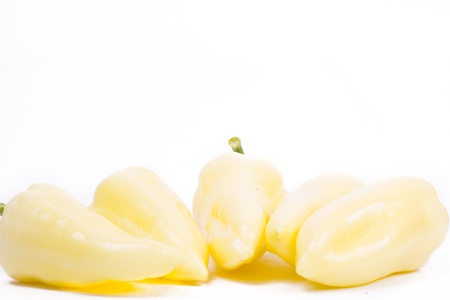 yellow pepper isolated on white backgroundの写真素材