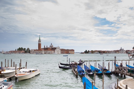 Venice lagoon, San Giorgio Maggiore Island, aerial viewのeditorial素材
