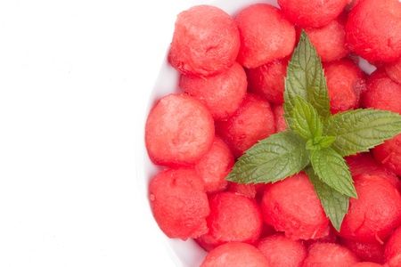 fresh slices of watermelon on white backgroundの写真素材