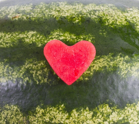 Watermelon slice heart shape の写真素材