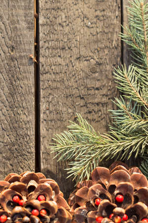 Christmas Decoration Over Wooden Background  Vintage