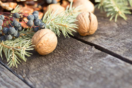 Christmas Decoration Over Wooden Background  Vintage