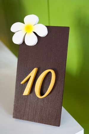 Image of design number sign for number of table in restaurant.の写真素材