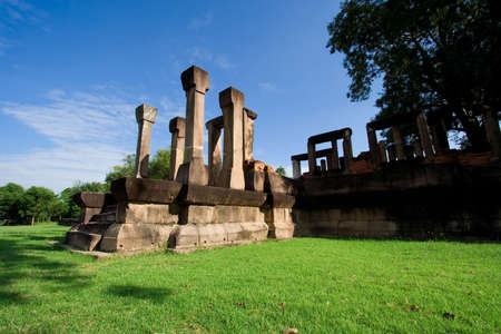 Ancient stone castle column is located in Thailand. It is named Muang-Kaek Stone castle.の写真素材