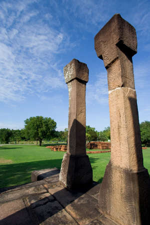 Ancient stone castle column is located in Thailand. It is named Muang-Kaek Stone castle.の写真素材