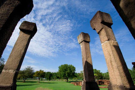 Ancient stone castle column is located in Thailand. It is named Muang-Kaek Stone castle.の写真素材