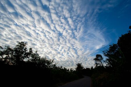 Blue sky and cloudscape look like wave.の写真素材