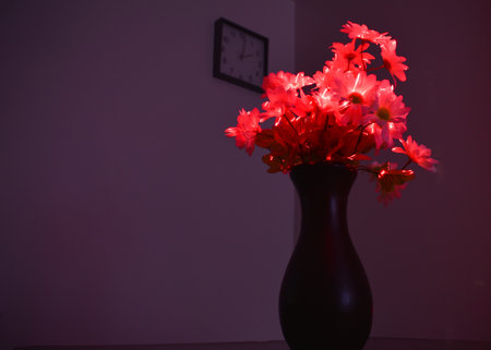 night photograph of the flower pot