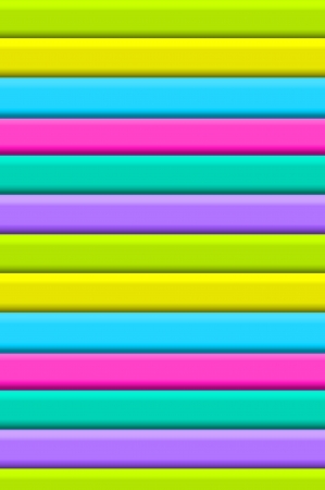 Neon stripes in green, yellow, blue, pink , aqua and purple form 3D texture in layers down image の写真素材