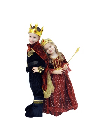 Two small children dressup in their Halloween costumesの写真素材