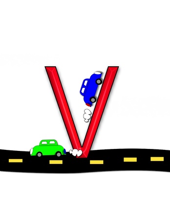 V, in the alphabet set &quot,Highway&quot, の写真素材