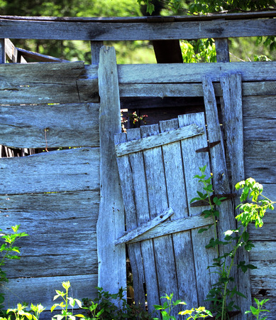 Background image of old shed and door that is rotting, abandoned and derelict.  Boards are cracked and broken.の写真素材