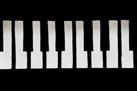Graphic image shows the white piano keys cracked and brittle with age.  