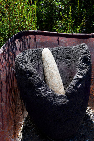 Fort Rock Homestead Village has old mortar and pestle used by settlers to Central Oregon.  It sits...