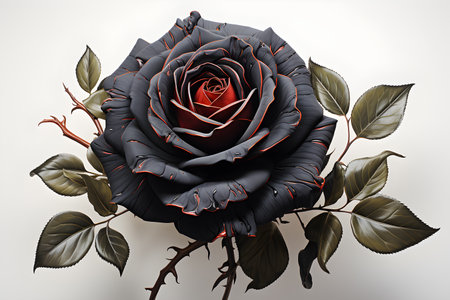 Black and red rose on a white backgroundの素材