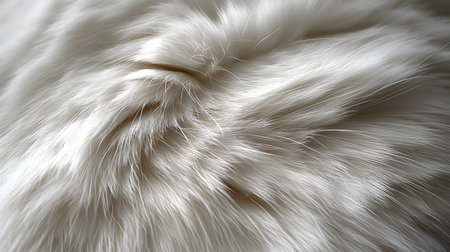 Close up of a white fluffy cat's fur. Shallow depth of field.の素材