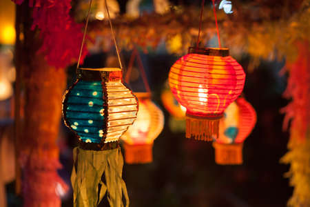 Paper lanterns at the festivalの写真素材