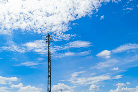 high voltage post.High-voltage tower sky background.の写真素材