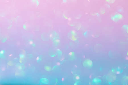 Defocused light Blue Lilac with sparkle and glowing balls. Blurred background. Christmas, new year....