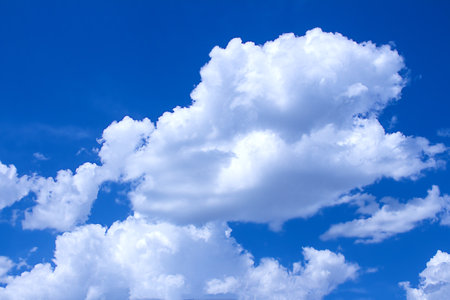 Beautiful blue sky and clouds natural background. Nature. copy spaceの写真素材
