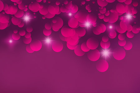 Abstract defocused burgundy purple background with bokeh circles and bright stars with sparks with place for text. Dark festive background. Soft focus. Copy spaceの写真素材
