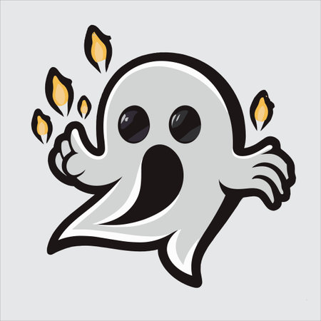 Cute Halloween ghost vector: Adorable and spooky graphics to haunt your designs. Perfect for festive decorations!のイラスト素材