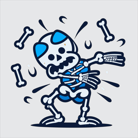 This vector depicts a vibrant skeleton dancing, creating a dynamic and energetic illustration.のイラスト素材