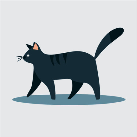 This animated vector depicts a moving image of a cat walking, creating a lively and adorable illustration.のイラスト素材