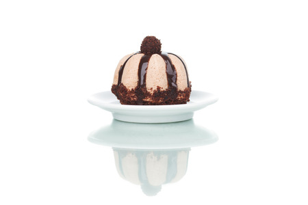 tasty chocolate cupcake, isolated on whiteの写真素材