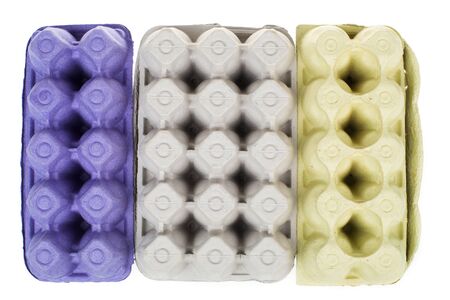 Empty Paper tray of eggs isolated on white background.