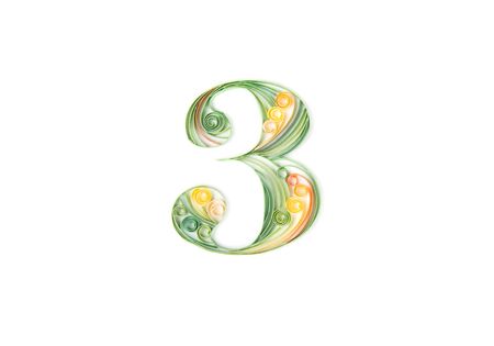 Colorful paper quilling. Number threeの写真素材